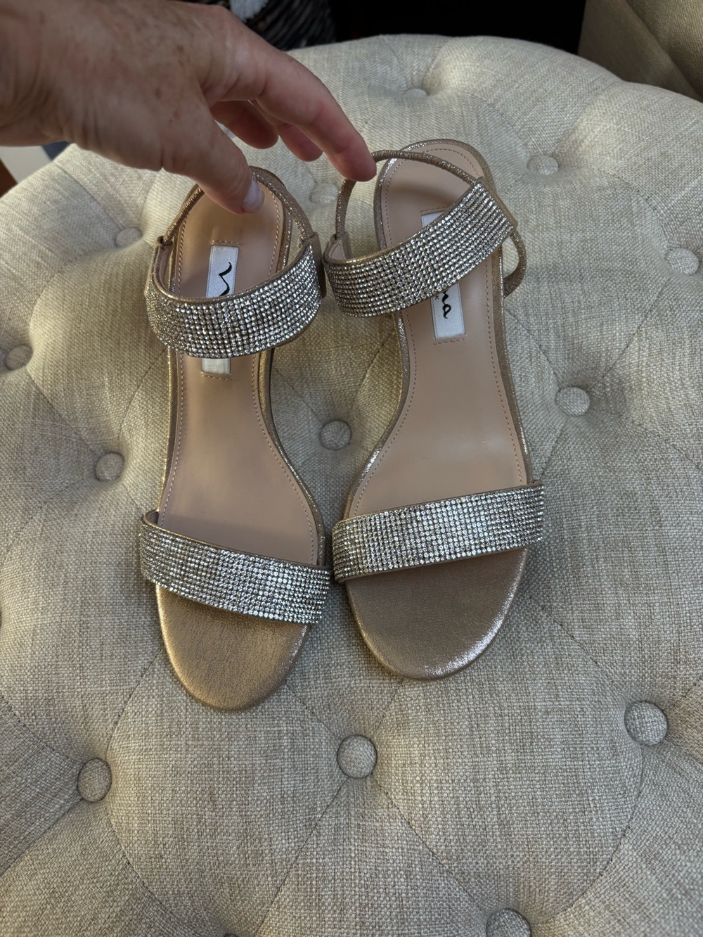 Women's Sparkle Ankle-Strap Dress Sandals - Champagne never worn